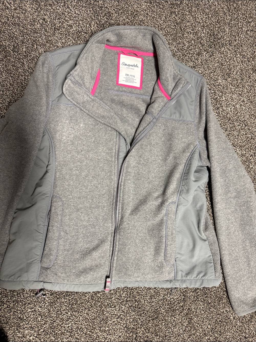 Women’s Aeropostale Gray zip up Jacket with Pink Accents, NWOT, size XXL